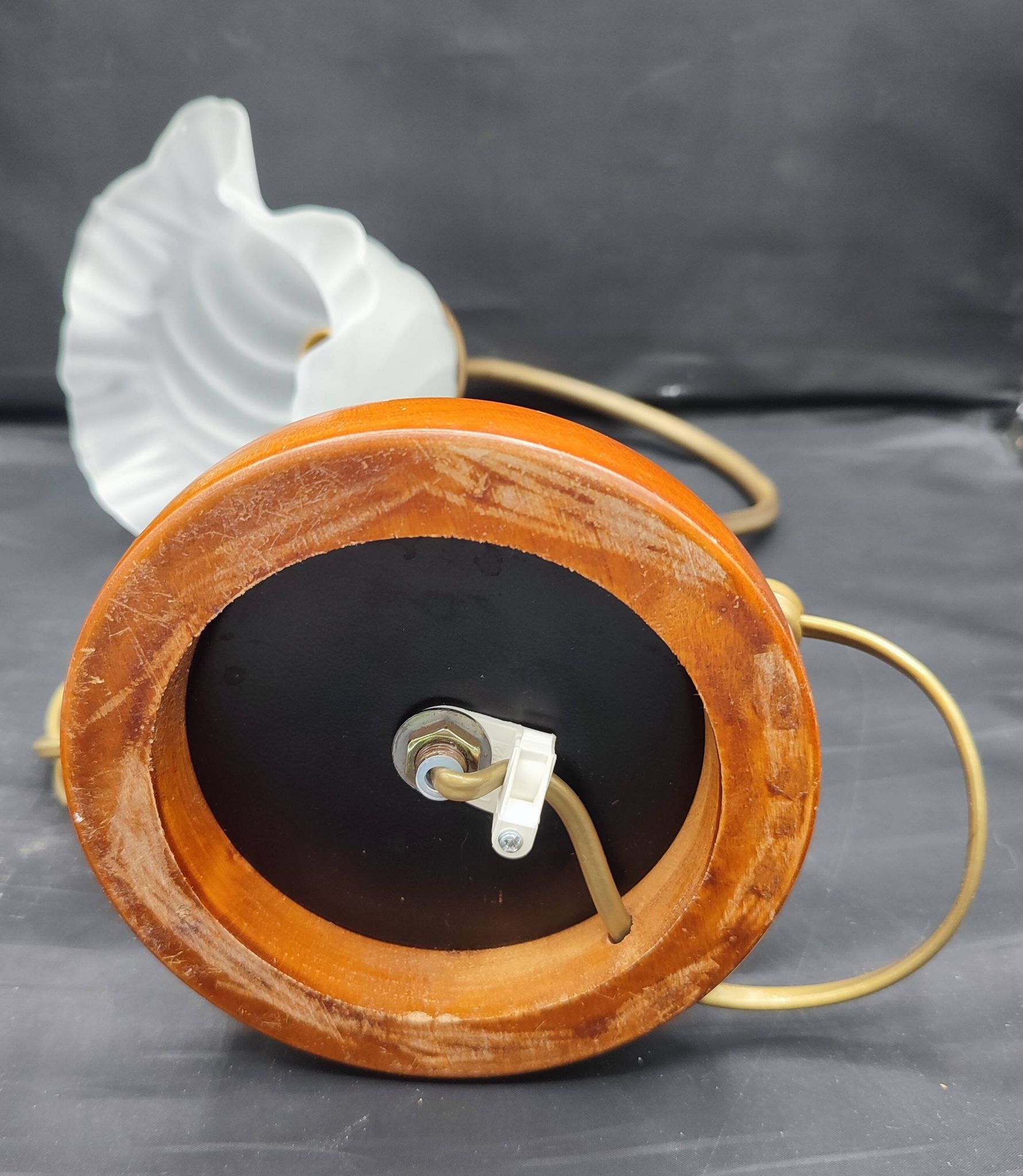 Brass and glass swan neck desk lamp in Art Nouveau style.