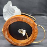 Brass and glass swan neck desk lamp in Art Nouveau style.