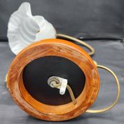 Brass and glass swan neck desk lamp in Art Nouveau style.