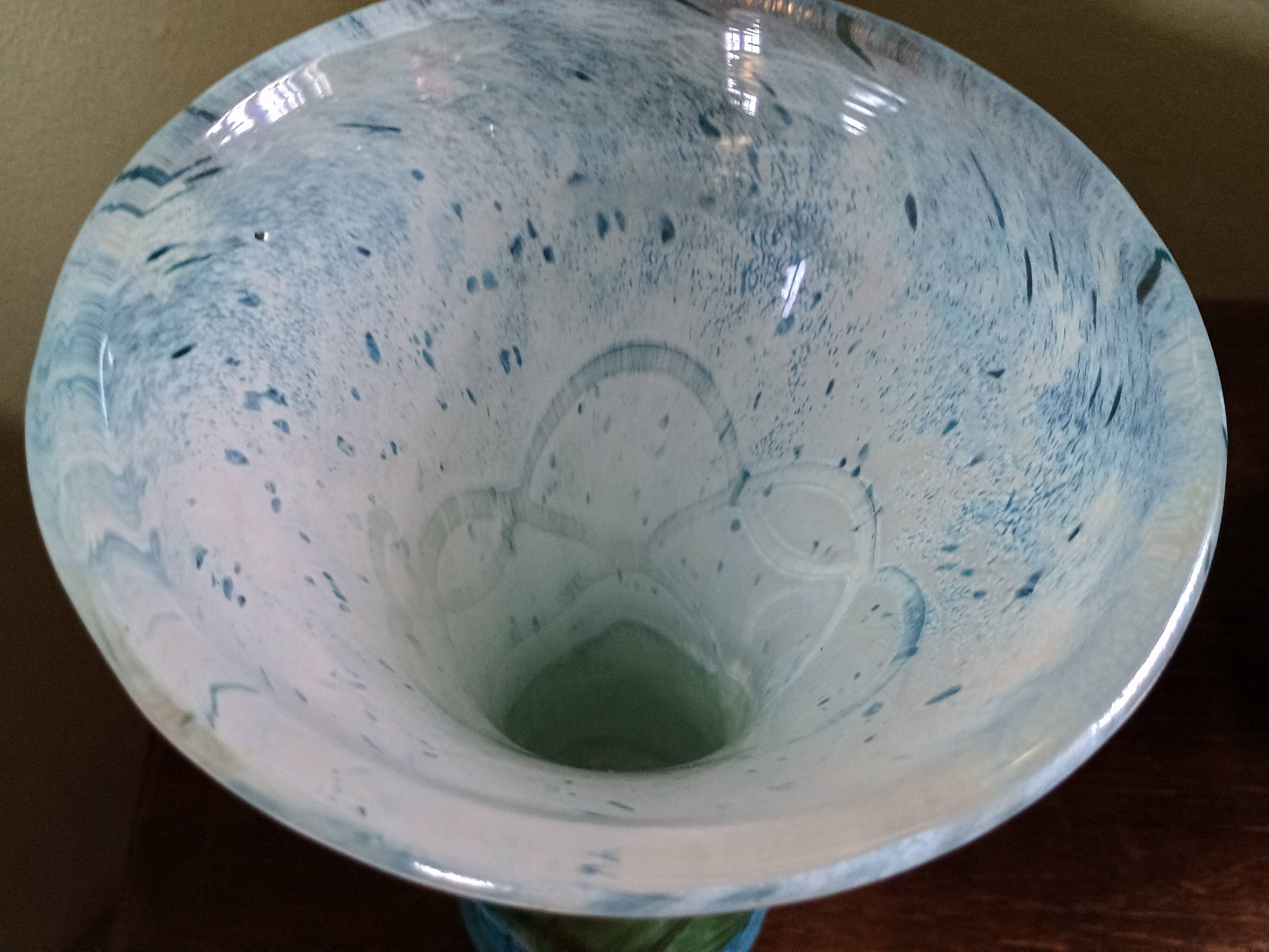 GOZO Malta - Vintage vase model "Algues" - blue & green glass
