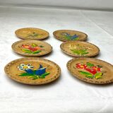 Vintage wooden cups/coasters 6 pieces