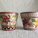 Enamelled terracotta flower pots