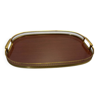 Vintage brass grand plateau – openwork gallery – 1970s