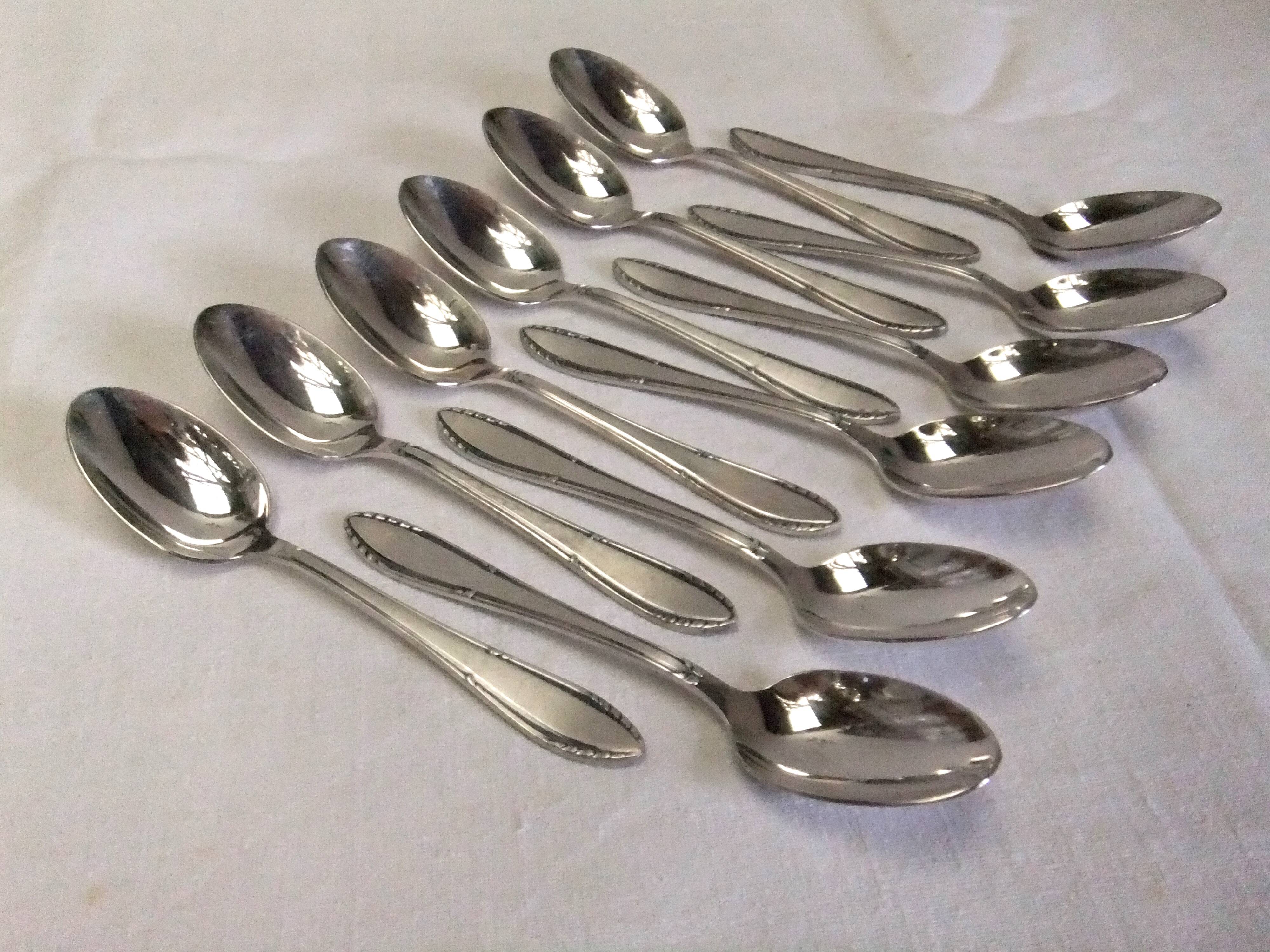 Small silver metal spoons RENEKA filet cutlery service goldsmithing