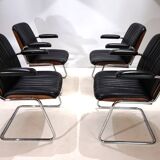 Martin Stoll set of 4 leather dining/conference chairs by Prof. Karl Dittert