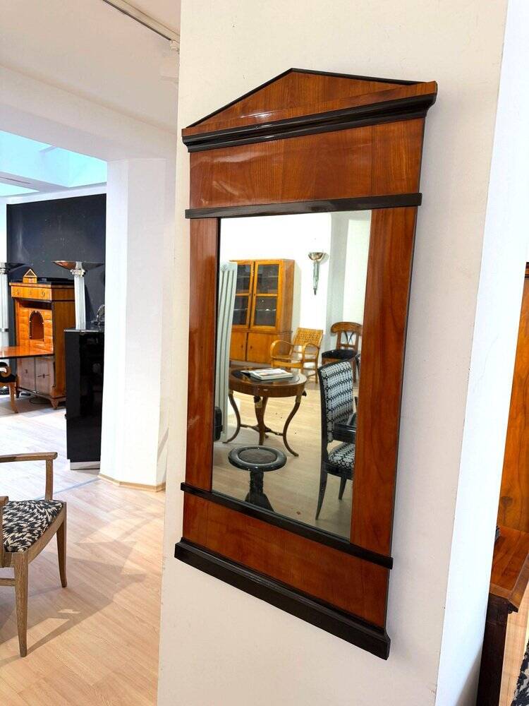 Biedermeier wall mirror with ebonised cherry veneer, South Germany, 1820