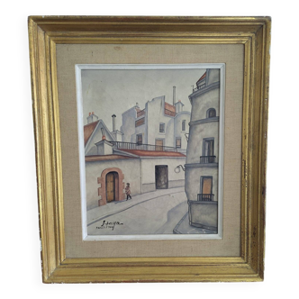 Parisian scene – oil on canvas, Foussa Itaya, 1964