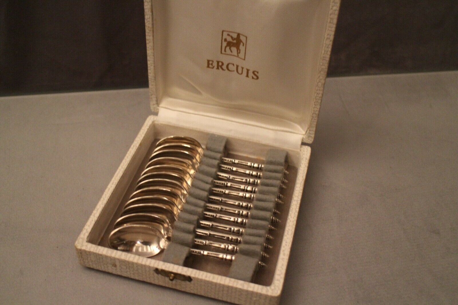 Suite of 12 small spoons with Russian silver metal ERCUIS Regency style