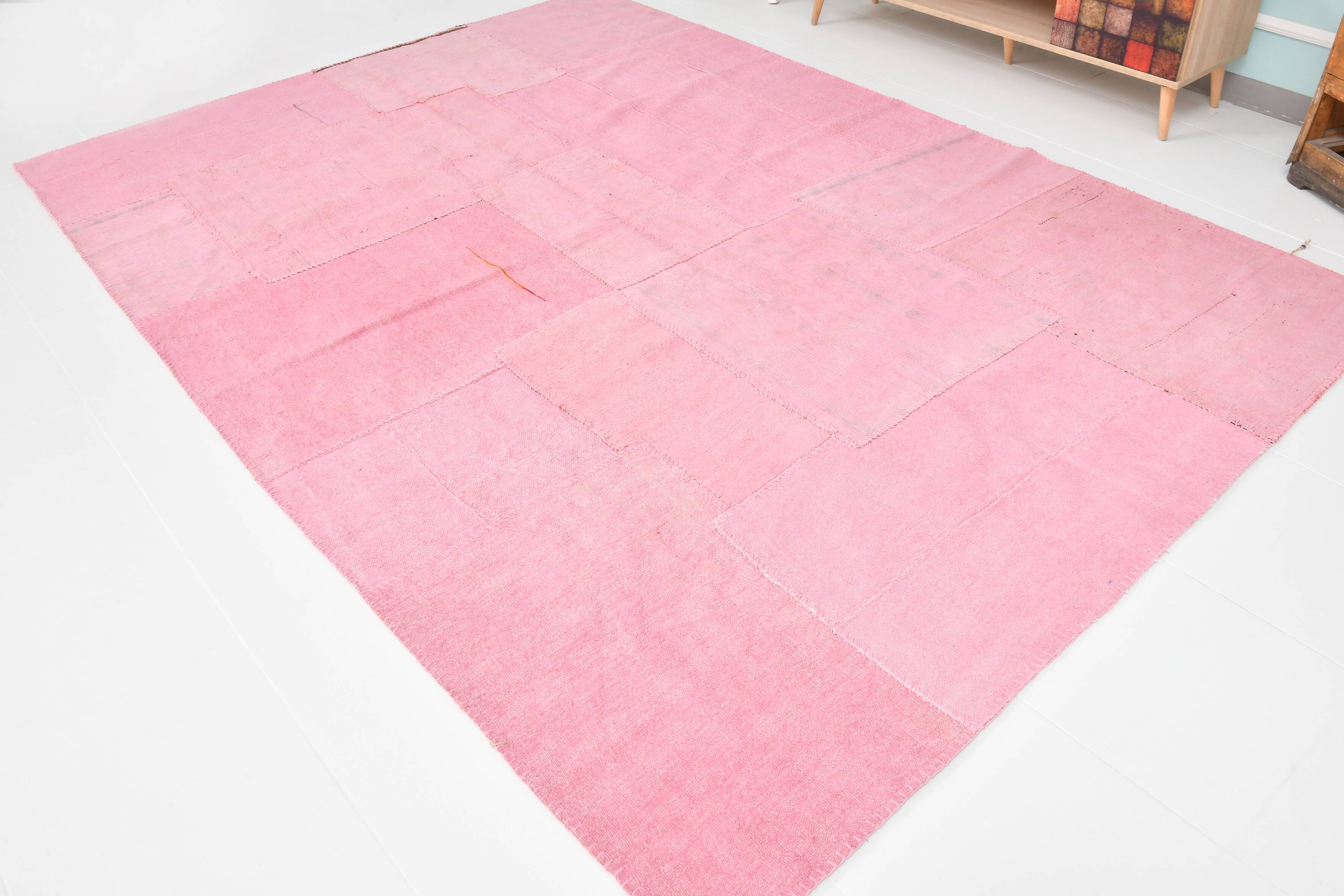 Large Pink Vintage Kilim Rug, 214x306Cm