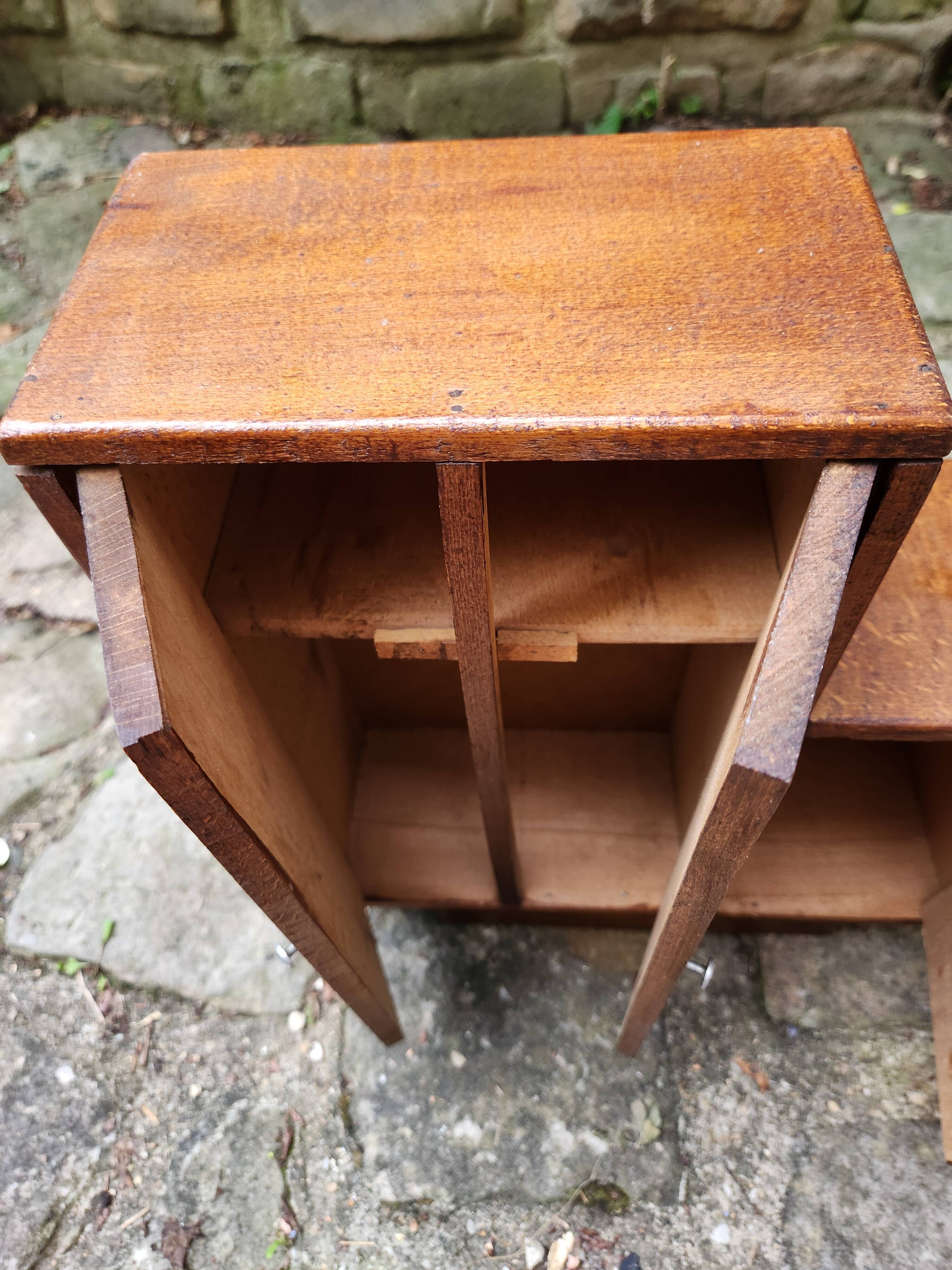 Vintage wooden doll wardrobe Art Deco