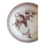 2 Old Dessert Plates "Buffon", iron earth, Sarreguemines