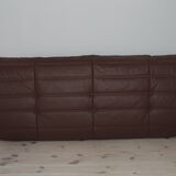 Togo 3 seater sofa in brown leather designed by Michel Ducaroy 1973