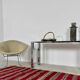 Seventies console structure chrome white marble top