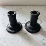 Brutalist cast iron candlestick holders