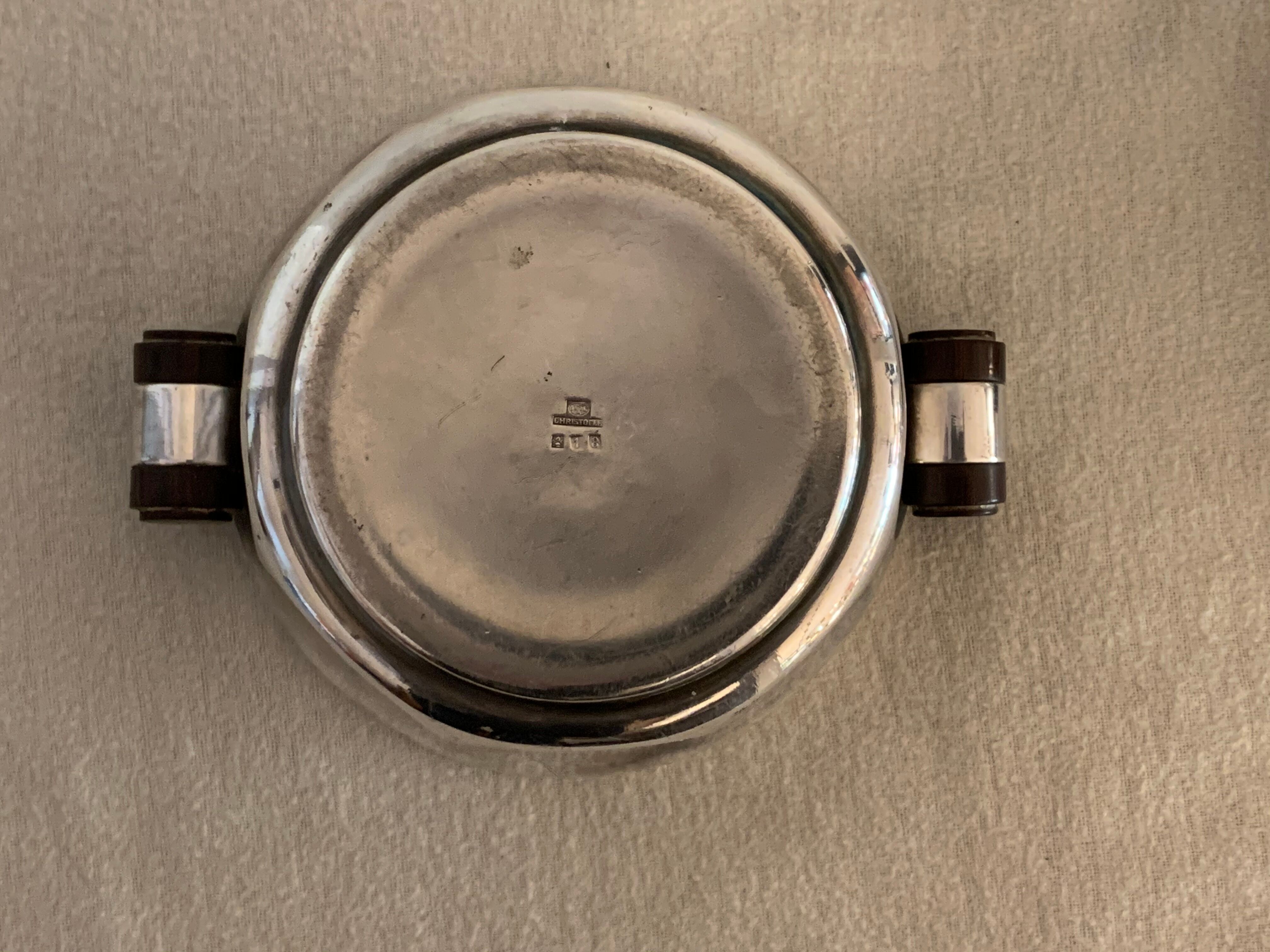 Luc Lanel silver metal and rosewood sugar for Christofle art deco