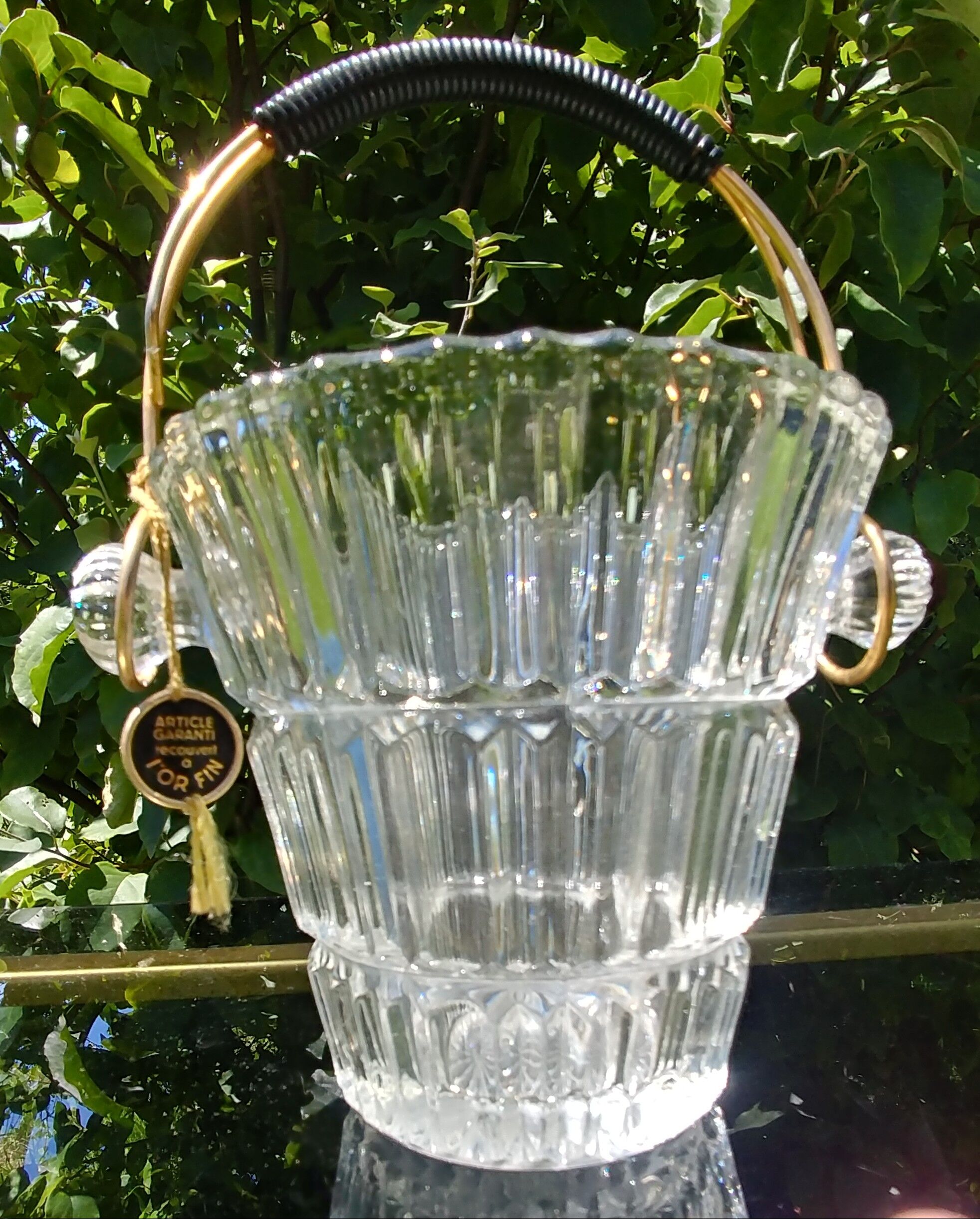 Vintage 60s cut glass ice bucket