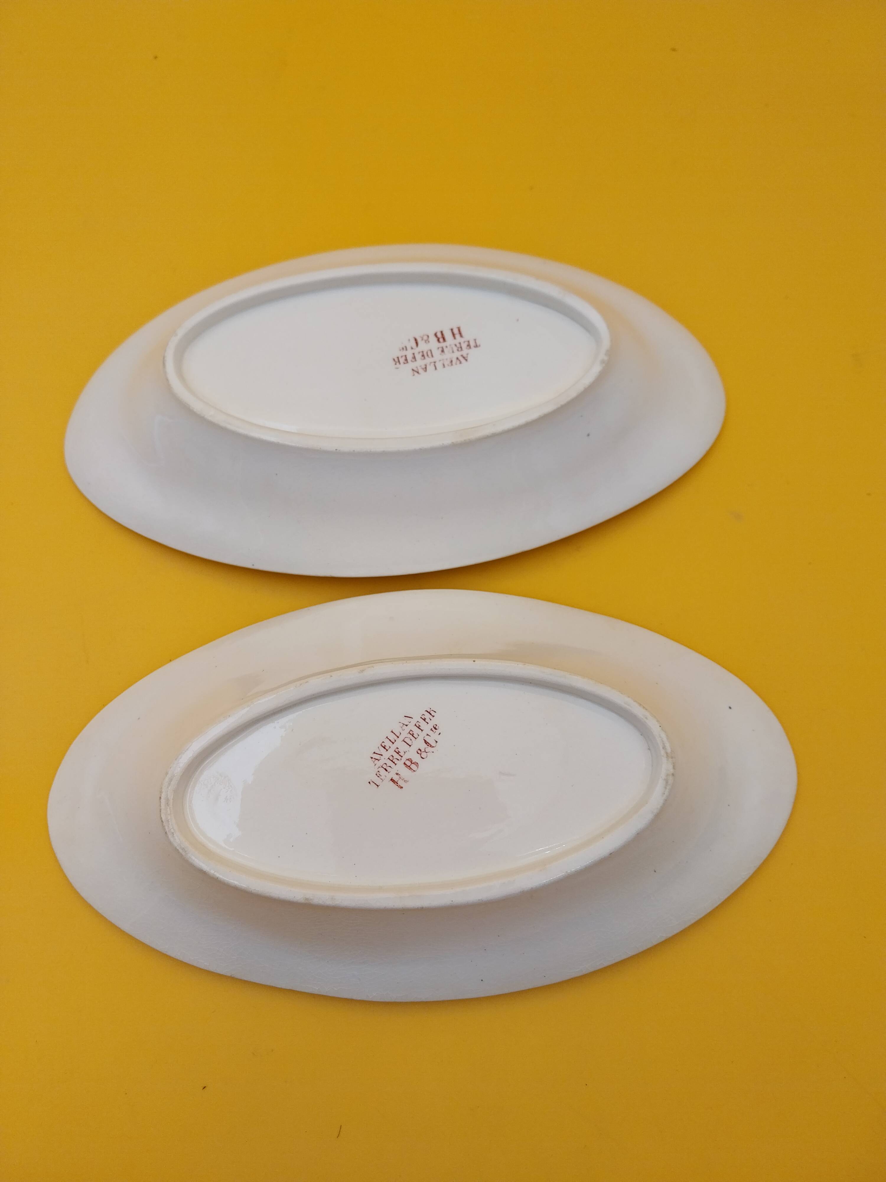 2 dishes Choisy le Roi Avellan Boulenger ironstone red floral decoration