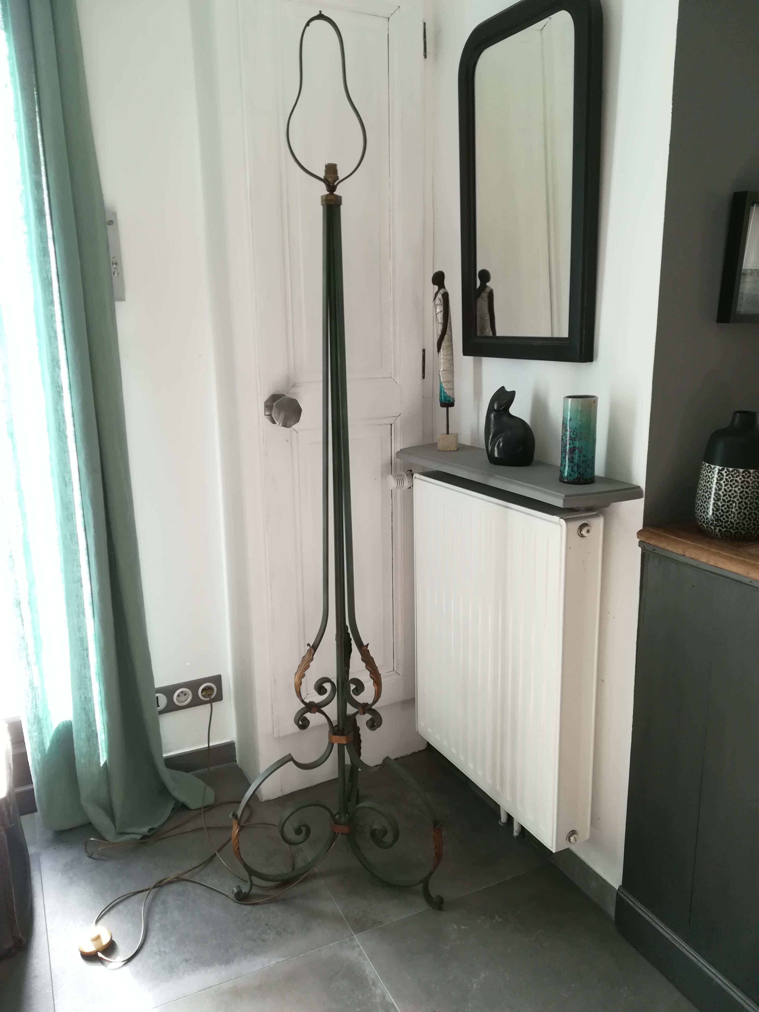 Antique wrought iron floor lamp