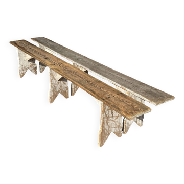 Paire de bancs de vignerons bordelais, France 1950