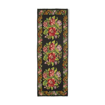 Handwoven Vintage Bessarabian Black Kilim 184 cm x 530 cm - 23392