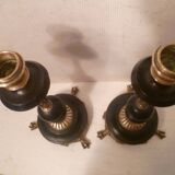 Pair of lion paw candlesticks 19th century napoleon iii in bronze & stone