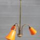 Brass chandelier 3 tulips orange Casimir 1970