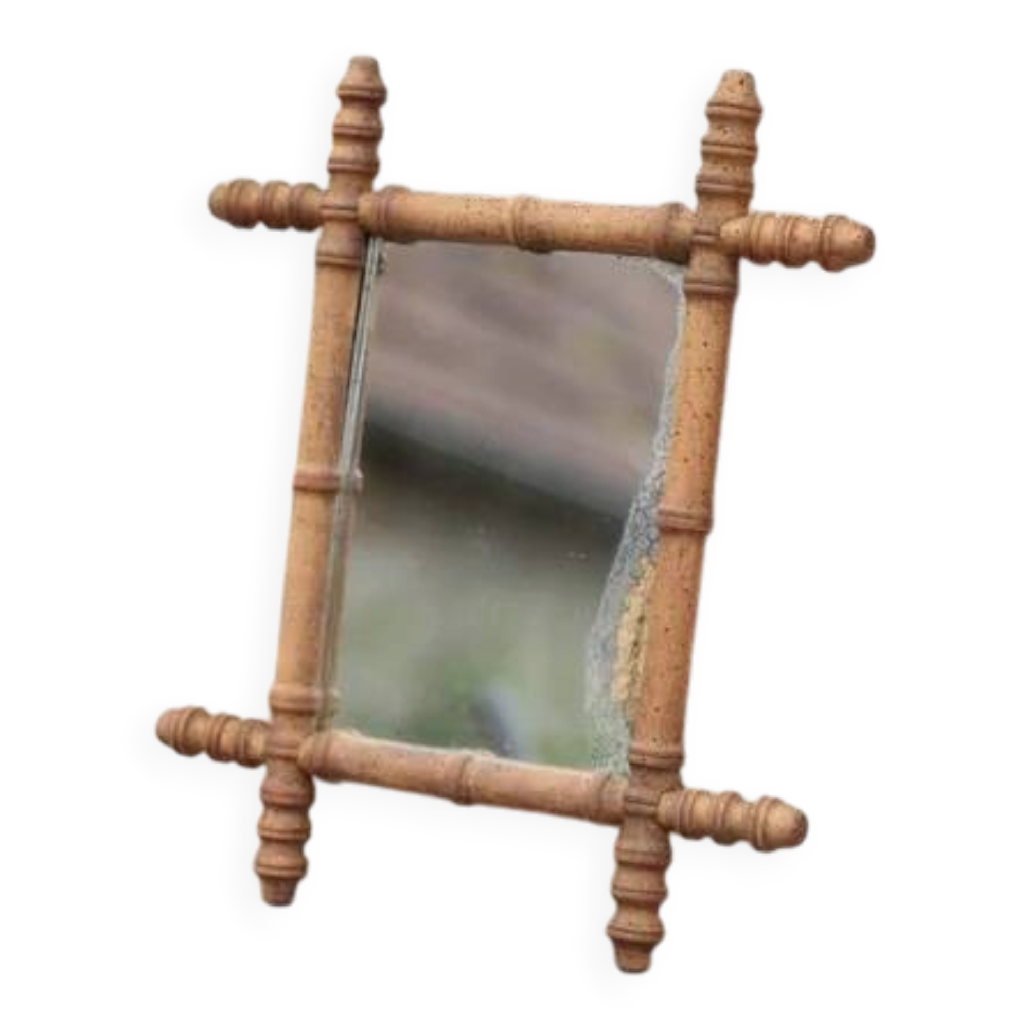 Wooden bamboo imitation mirror, antique mirror, hanging mirror, interior decor, mirror