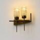 Pair of vintage brass and glass wall lights, France, 1950.