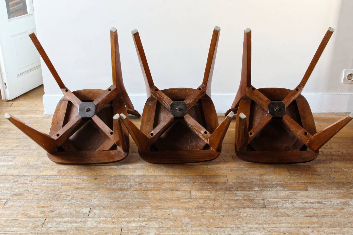 Set of 3 Luterma chairs from the 1950s, monobloc base.