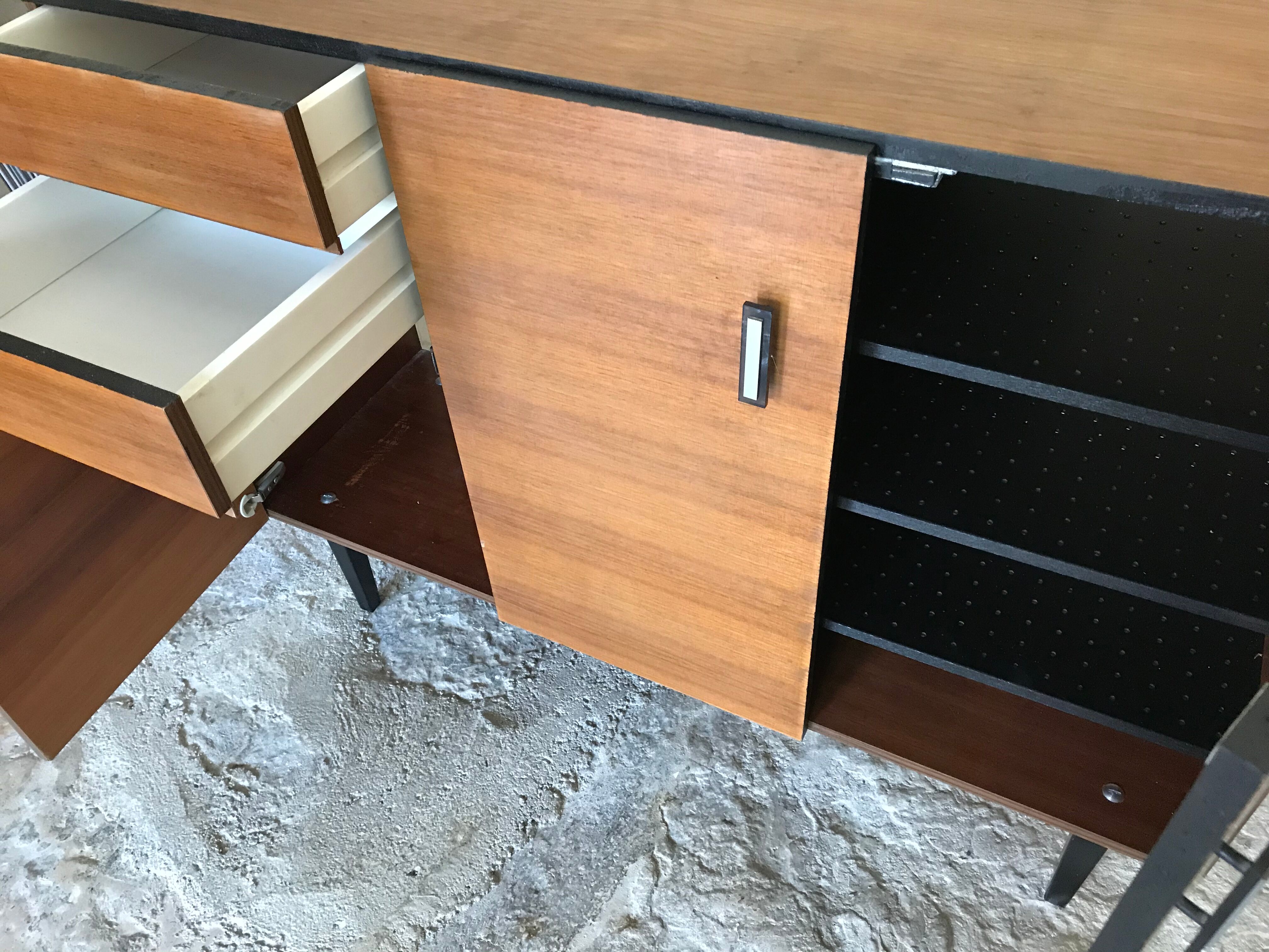Vintage storage buffet cabinet 1960's 3 doors 2 drawers