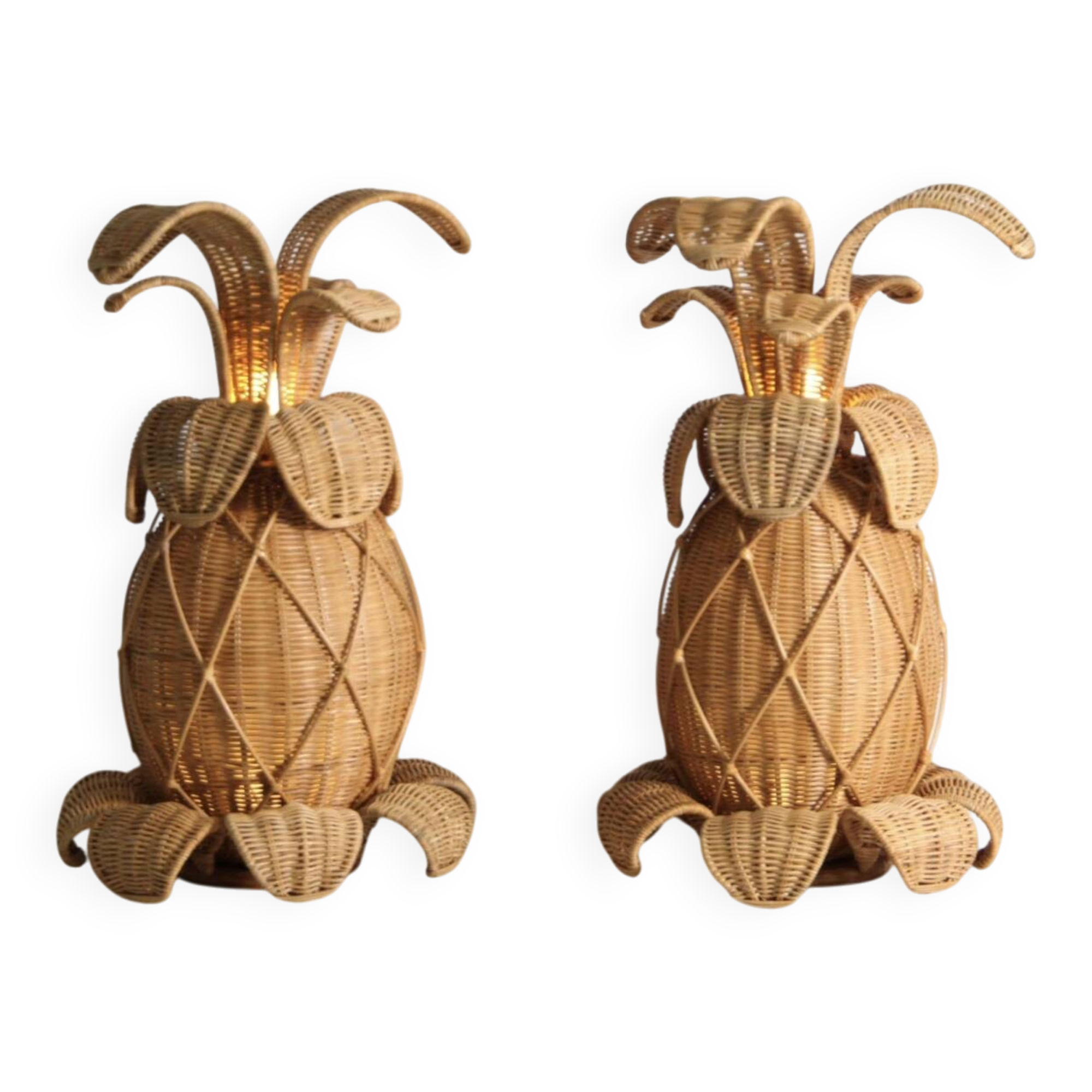 "Rattan 'pineapple' lamps"