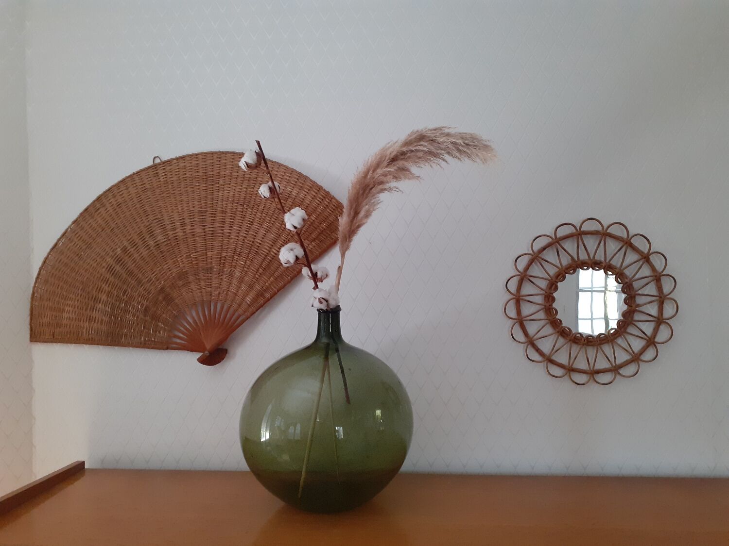 Éventail décoratif en osier 1 mètre