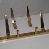 Original WHW Workshop HAGENAUER Vienna, Brass Wall Coat Rack + 2 Hooks