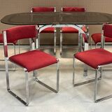 70s dining room set: glass table and 6 chairs