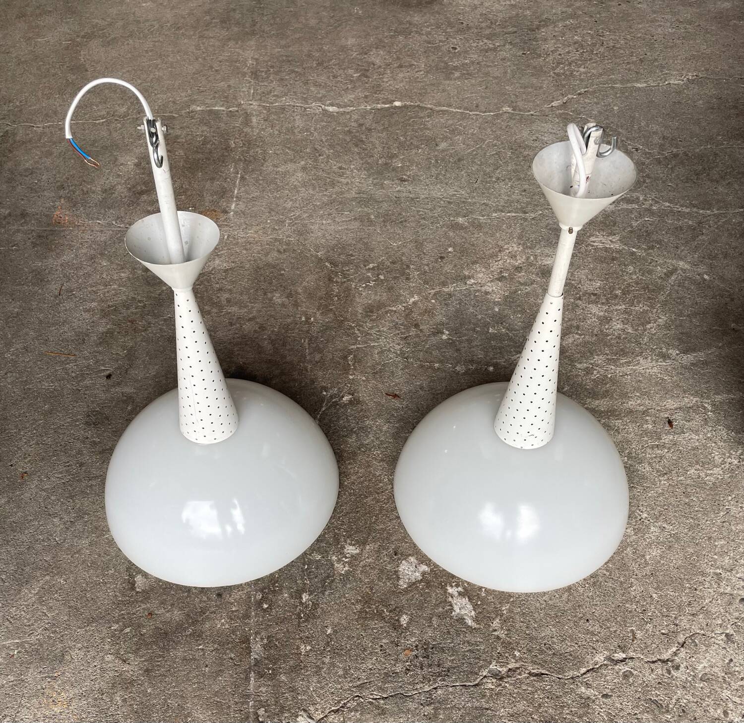 pair of pendants by Mathieu Matégot for Holophane