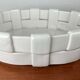 Vintage Italian woven basket in white ceramic