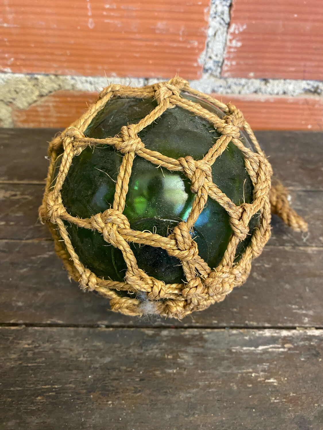 Old Float Ball. Marine Decor. Green Glass Ball. Ball a