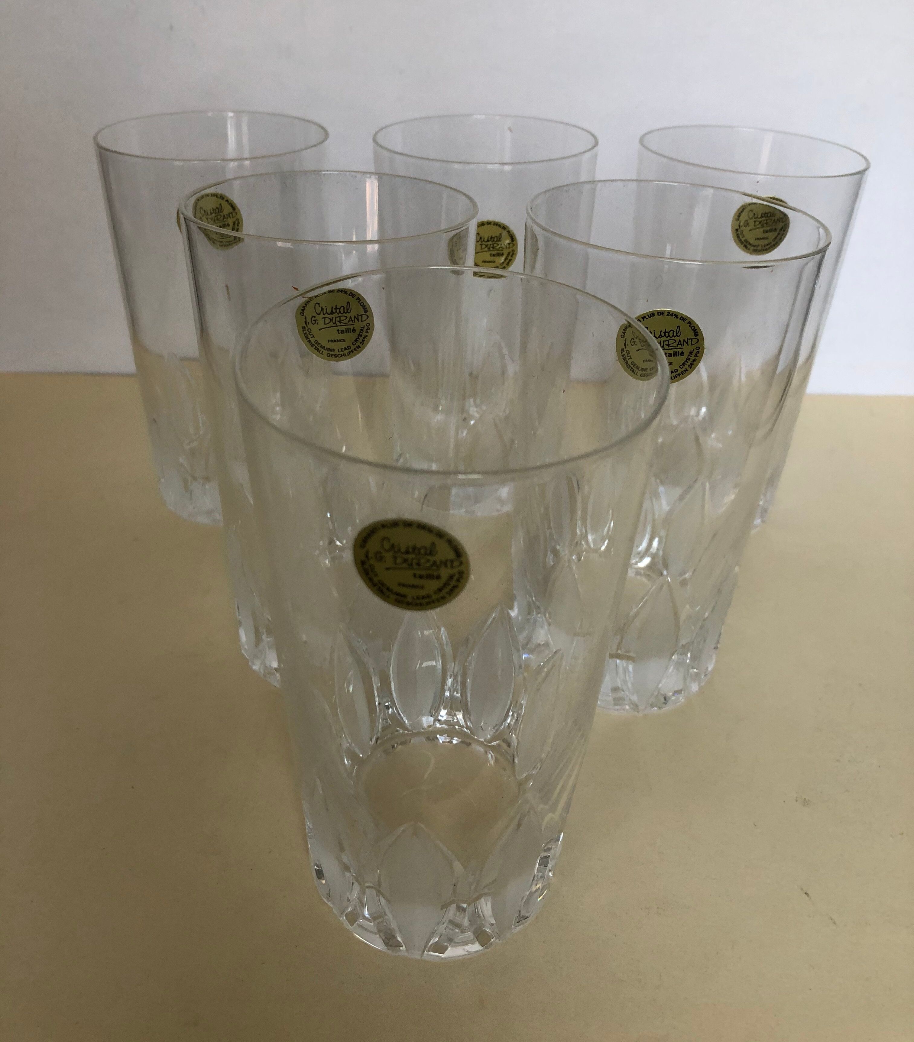Set of 6 cut crystal water glasses