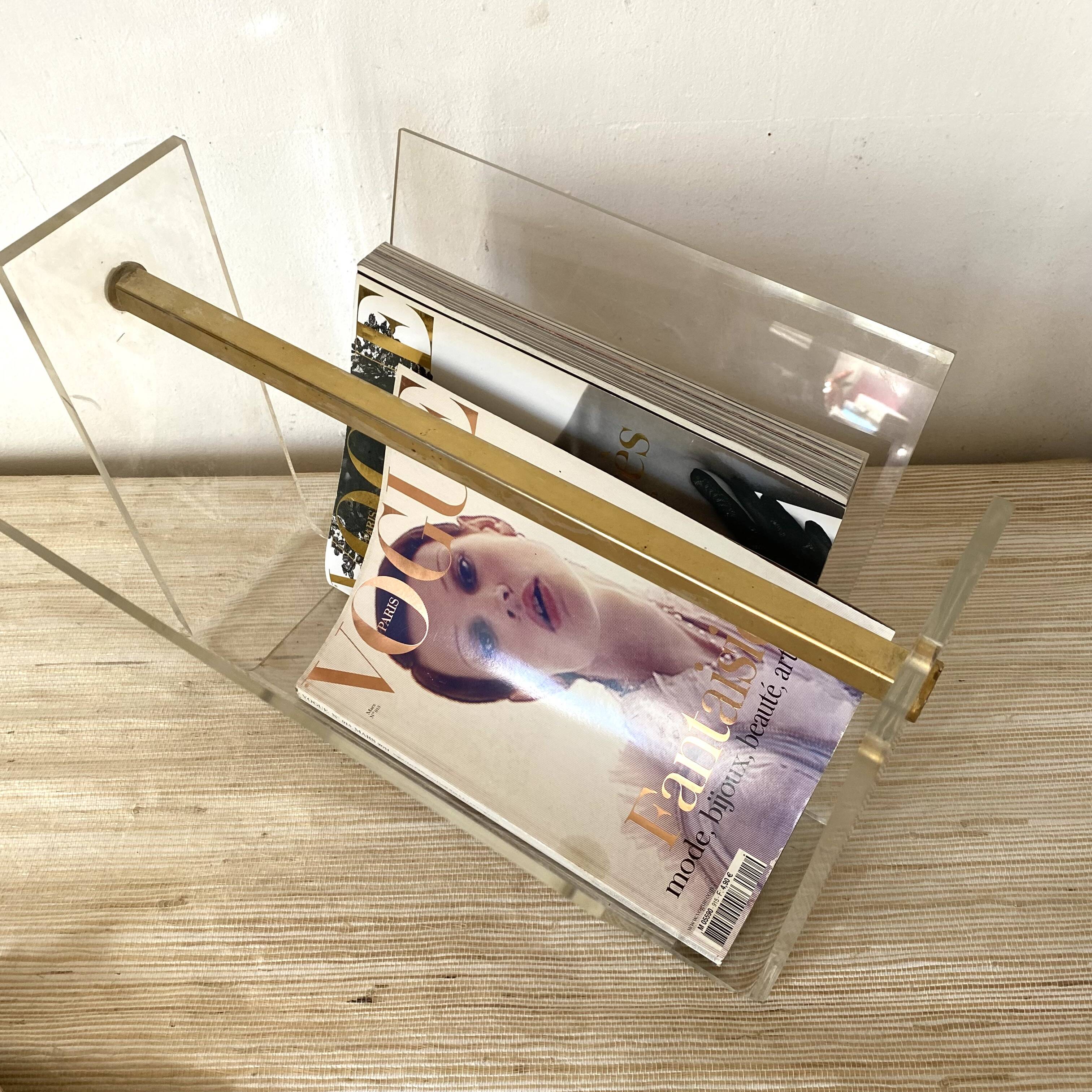 Vintage David Lange magazine rack for Roche Bobois, 1970s