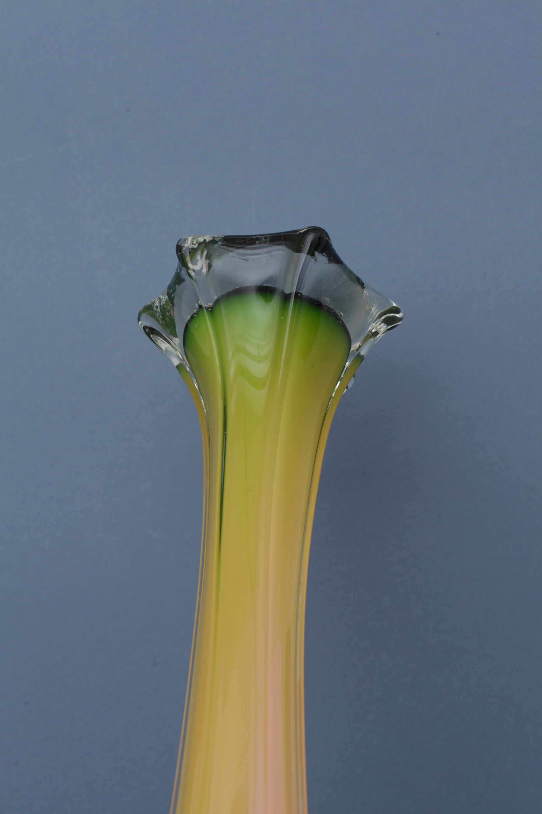 Vase shape flower orange glass Murano 80s