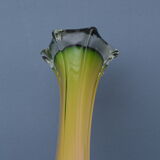 Vase shape flower orange glass Murano 80s