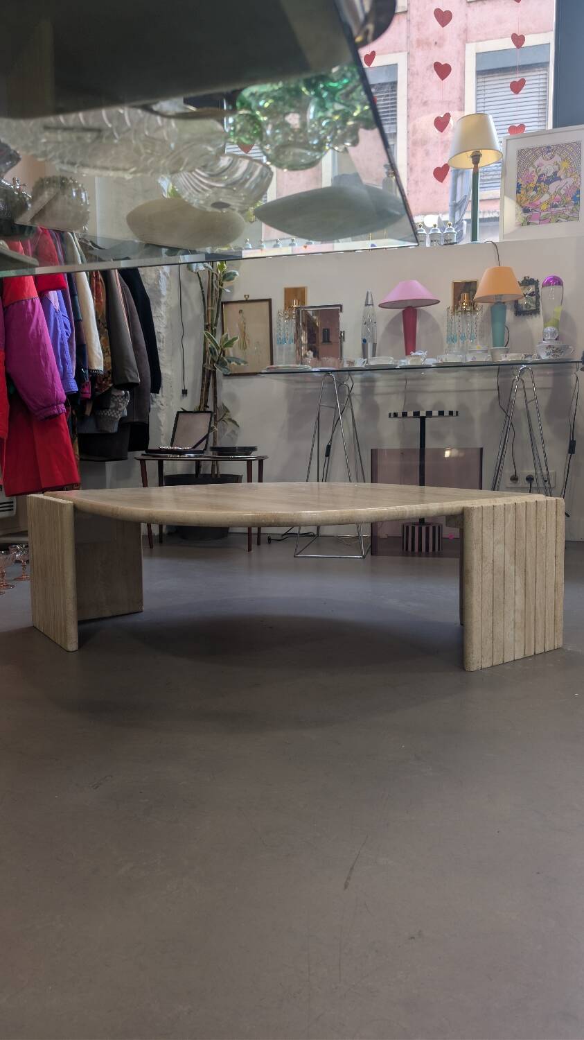 Vintage travertine coffee table from the 80s.