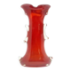 Shark fin vase, mid-century modern, red glass, Poland, 1970s