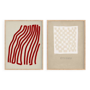 Pair of giclee prints, abstract wall art set of two, 50x70cm
