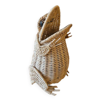 Vintage rattan frog