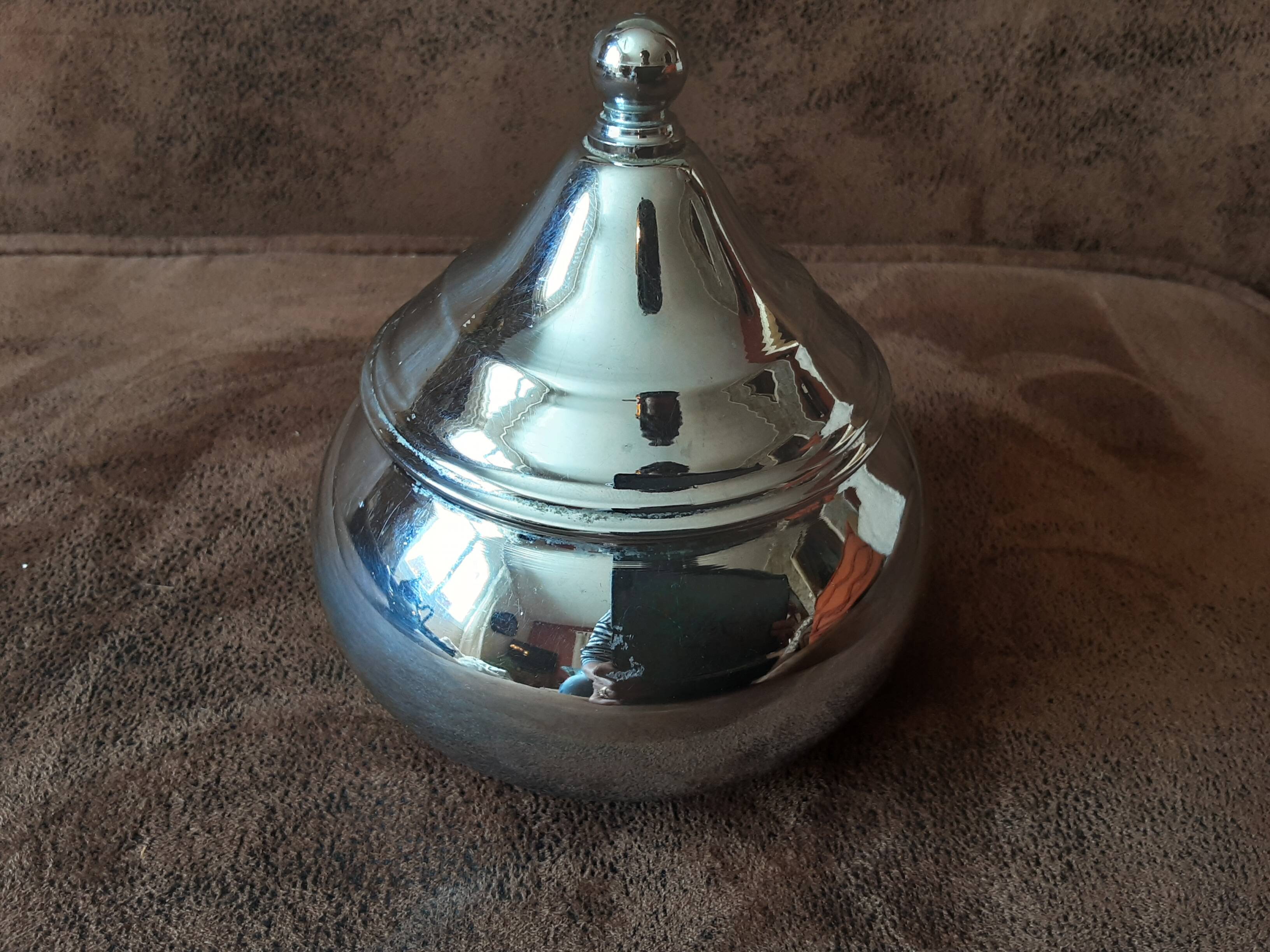Vintage stainless steel sugar bowl