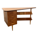 Mid-century triangular desk with drawers
