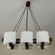 Teak chandelier and vintage design wall lamp 60 years