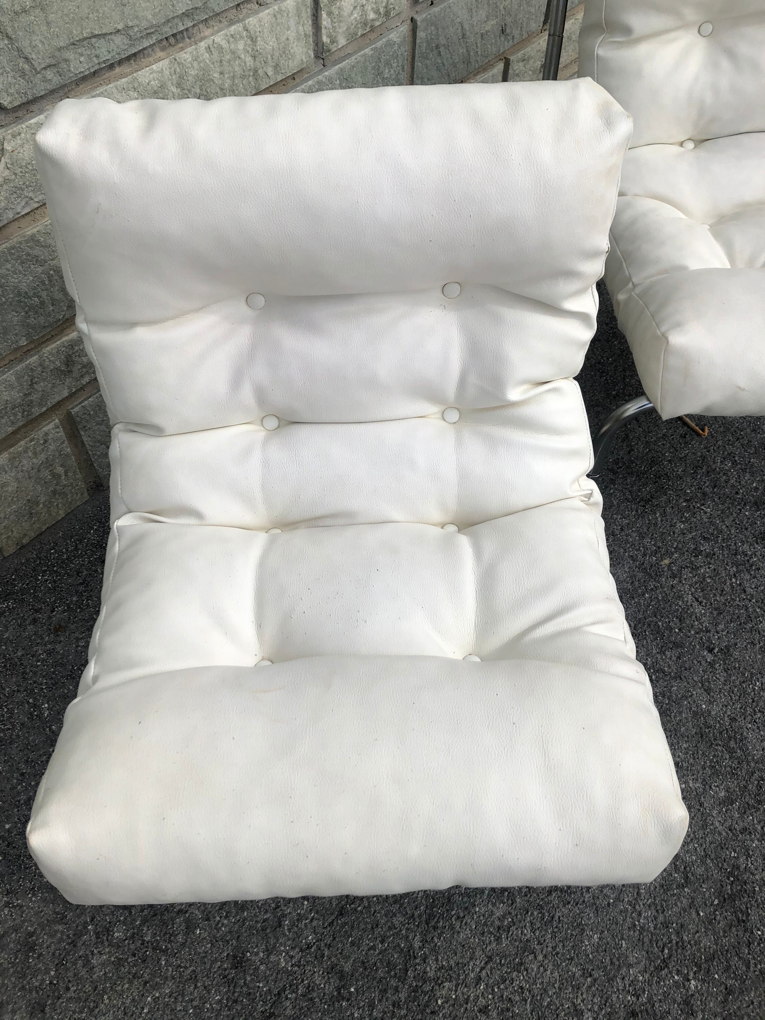 Pair of white skai chairs by Gillis Lundgren 1970