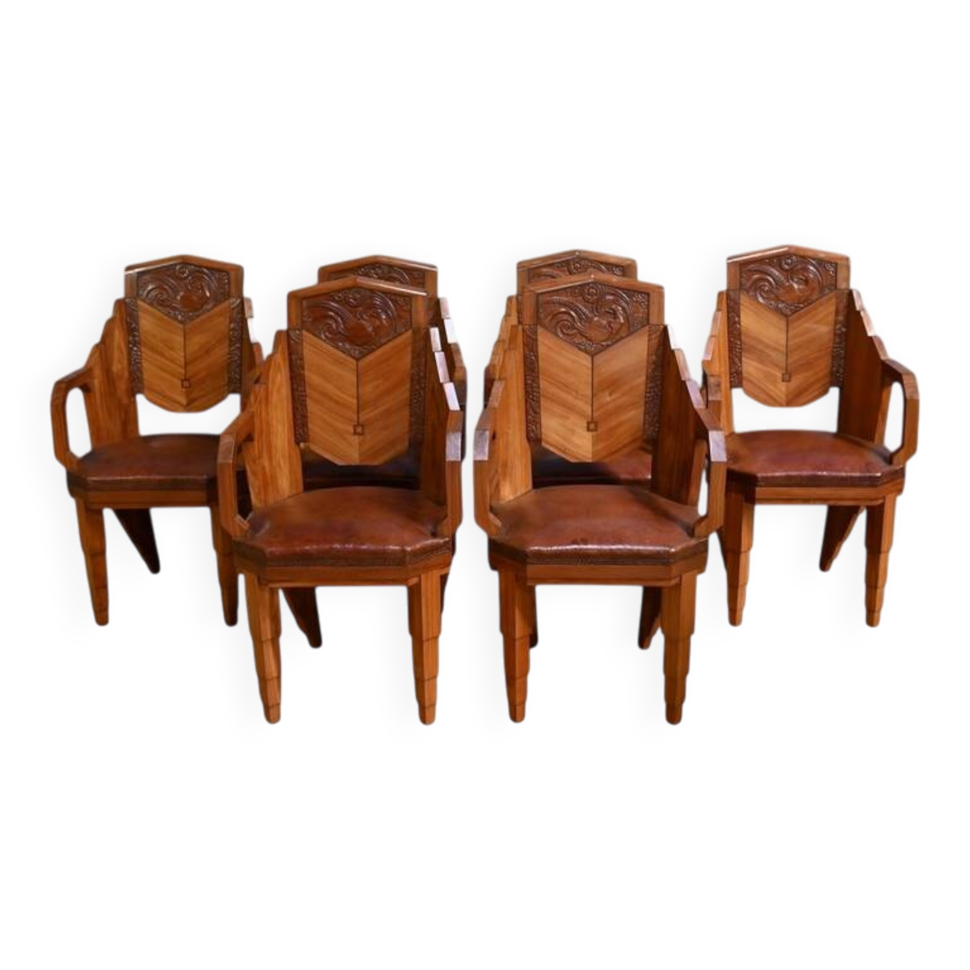 Set of 6 Rosewood Armchairs, Art Deco – 1910